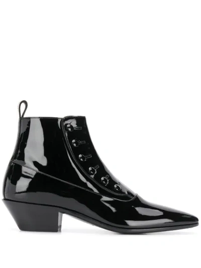 Saint Laurent Black Gatsby 45 Patent Leather Ankle Boots