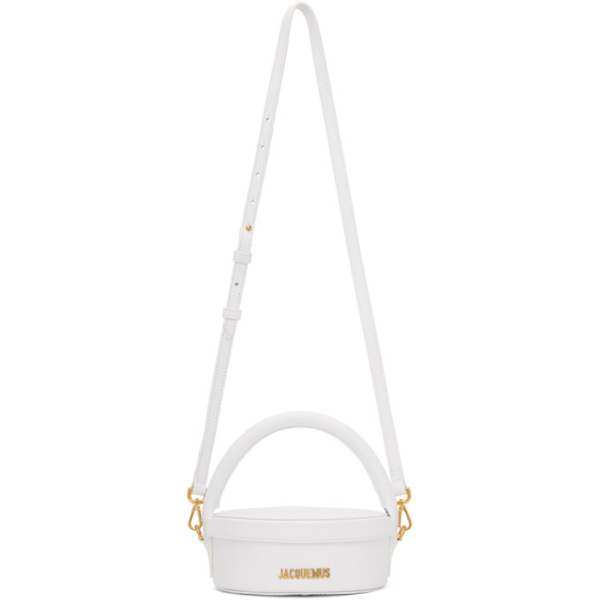 Jacquemus La Boite A Gateaux Leather Top Handle Bag In White Modesens