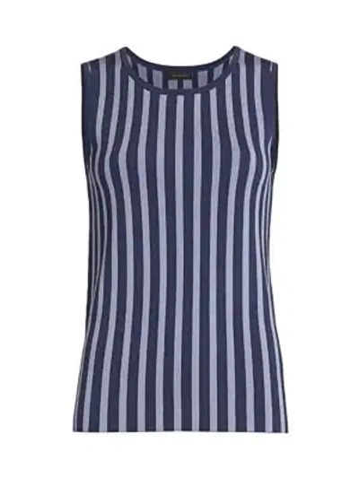 Saks Fifth Avenue Collection Plaited Stripe Shell In Navy Dusk Combo