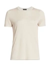 Saks Fifth Avenue Collection Plaited Shine Knit T-shirt In Champagne Combo