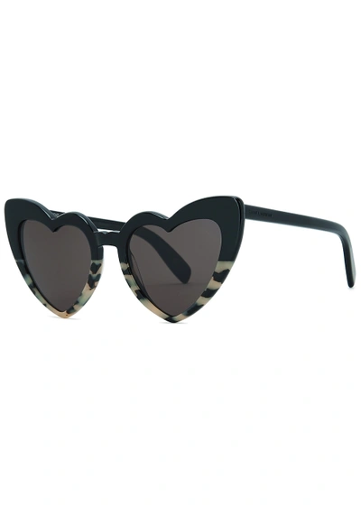 Saint Laurent Loulou Black Heart-frame Sunglasses In Havana Black Black