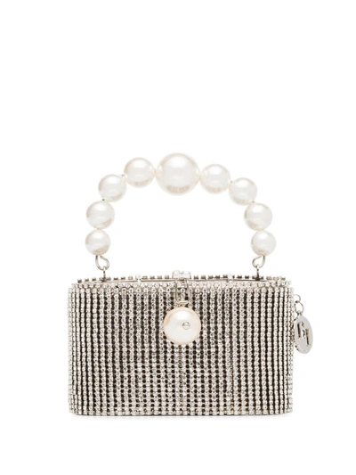 Rosantica Holli Crystal-embellished Cage Clutch Bag In Silver