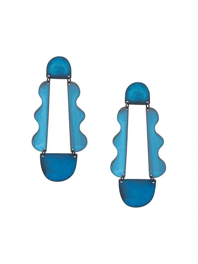 Annie Costello Brown Matisse Blue Patina Drop Earrings