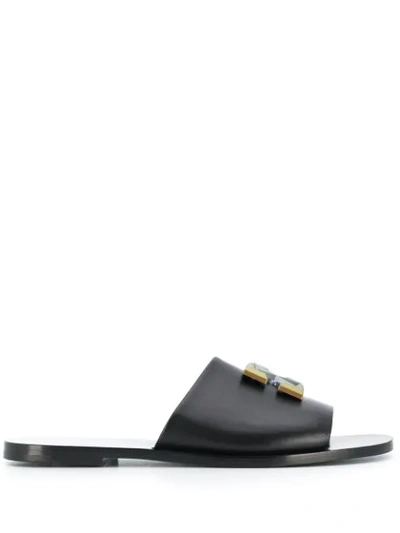 Off-white Arrows Plaque Slide Sandals In Black