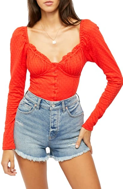 Free People Ladybug Long Sleeve Corset Top - L - Also In: M, S In Flame