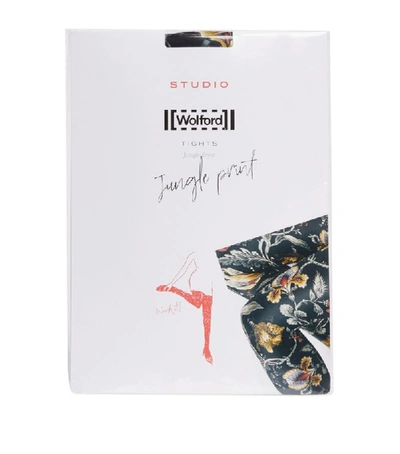 Wolford Jungle Printed Fine-knit Tights In Black