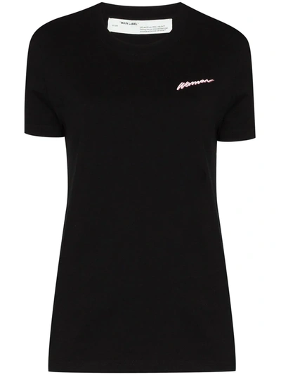 Off-white Women's Printed Cotton T-shirt In Black And White