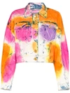 Versace Tie-dyed Stretch-denim Jacket In Pink