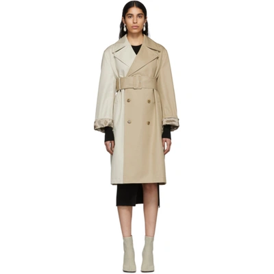 Mm6 Maison Margiela Mm6 By Maison Margiela Panelled Double-breasted Twill Trench Coat In 961 Masticb