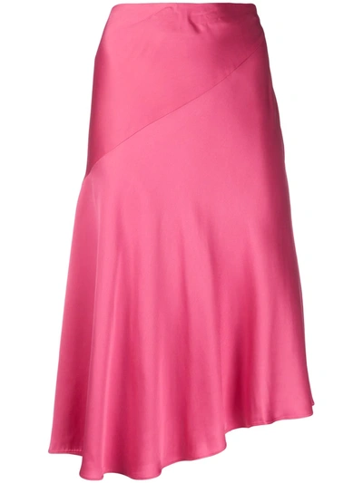 Helmut Lang Asymmetrical Satin Skirt In Pink