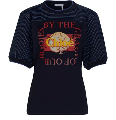 Chloé Citrus Printed Cotton T-shirt In Black