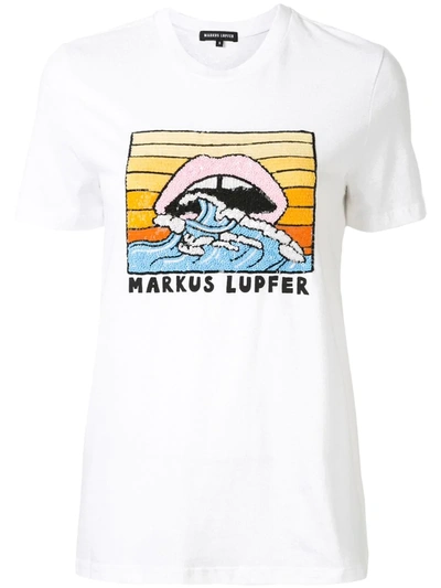 Markus Lupfer Kate Embellished Cotton T-shirt In White