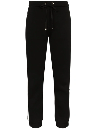 Moncler Black Striped Cotton-blend Sweatpants In Black/white