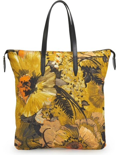 Dries Van Noten Yellow Floral-print Canvas Tote In White