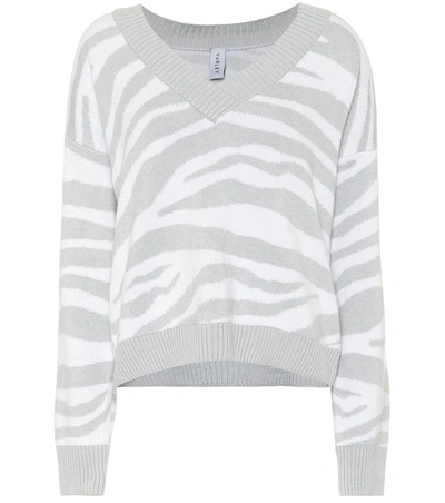Varley Calvert Zebra-intarsia Wool-blend Jumper In Grey