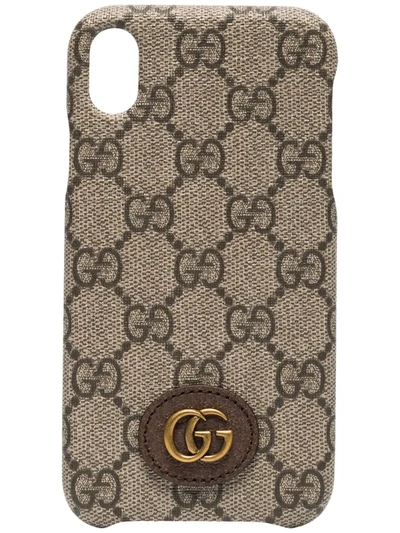 Gucci Ophidia Gg Monogrammed Iphone X Case In Brown