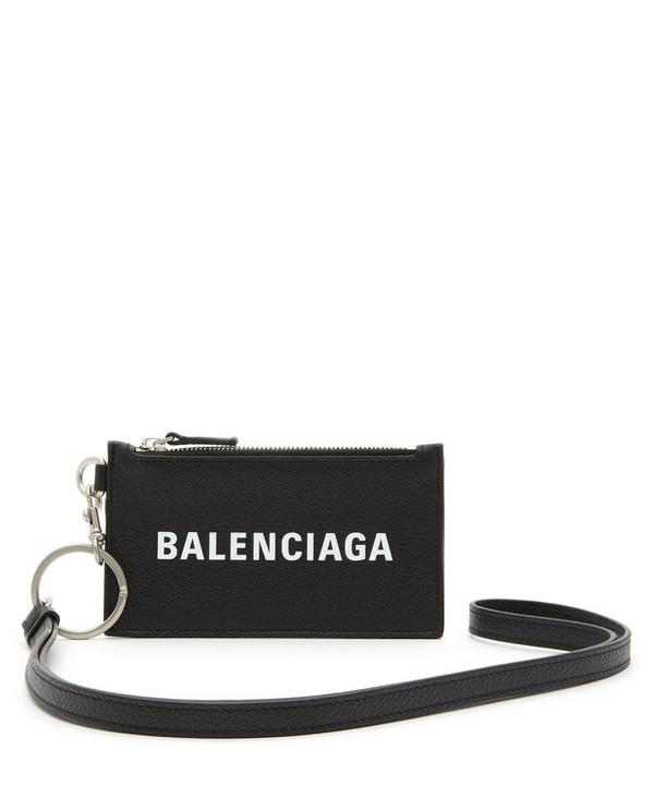 Balenciaga Black Leather Card Holder Keyring ModeSens