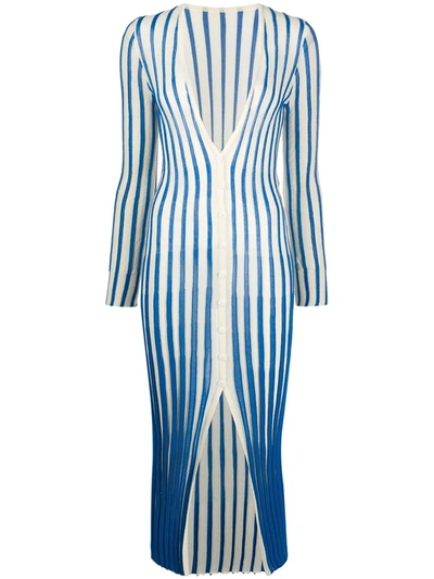 Jacquemus Jacques Long Sleeve Ribbed Sweater Dress In Blue