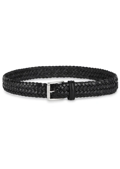 Anderson's Black Woven Leather Belt
