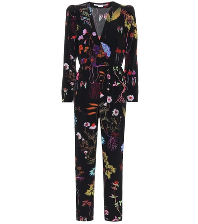 Stella Mccartney Michele Floral-print Silk Jumpsuit In Black