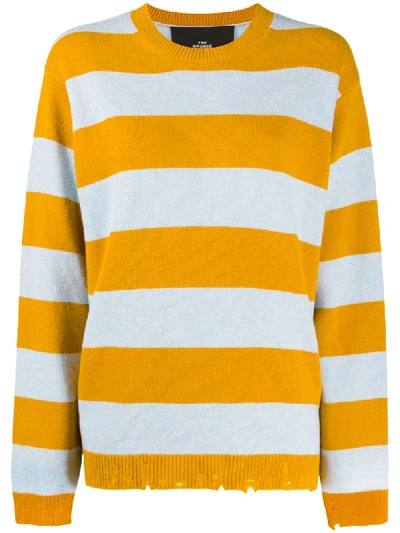 Marc Jacobs Striped Distressed Wool Jumper In Orange