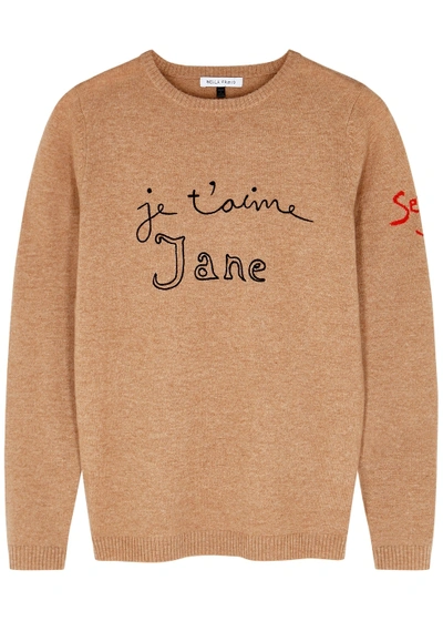 Bella Freud Je T'aime Jane Camel Wool-blend Jumper In Light Brown