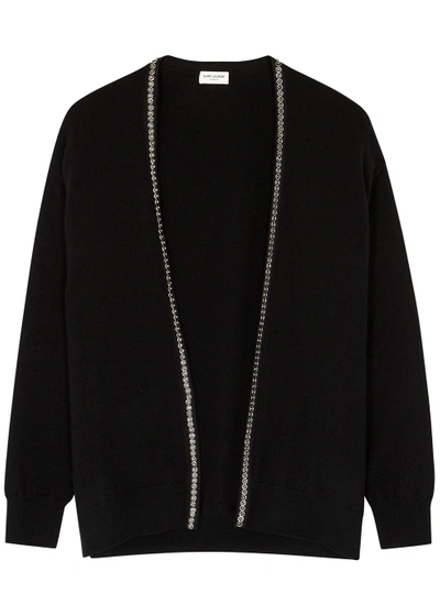 Saint Laurent Black Embellished Cashmere Cardigan