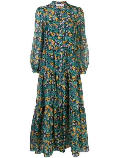 Diane Von Furstenberg Nea Tiered Floral-print Cotton And Silk-blend Midi  Dress In Green | ModeSens