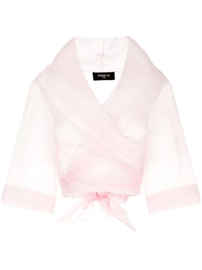 Paule Ka Blush Sheer Silk-organza Shawl In Pink