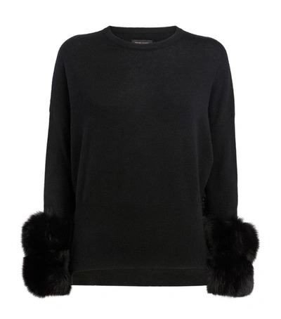 Izaak Azanei Black Fur-trimmed Wool And Cashmere-blend Jumper