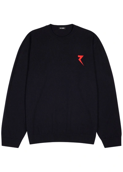 Raf Simons Navy Embroidered Wool Jumper
