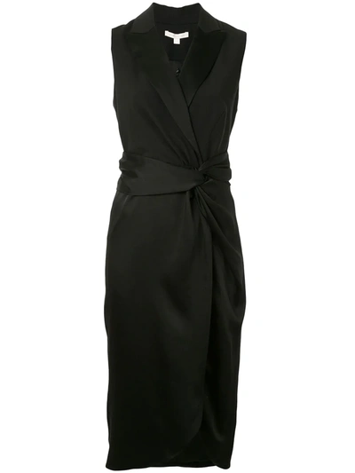 Simkhai Luxe Wool Satin Combo Twist Dress In Black