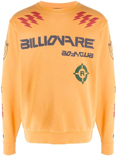 Billionaire Boys Club Code Printed Cotton Sweatshirt In Orange