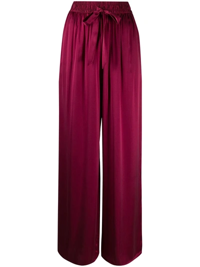 Zimmermann Berry Wide-leg Brushed Silk Trousers In Red