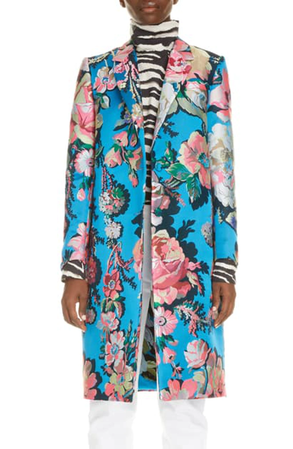Dries Van Noten Ruberta Tris Floral-jacquard Coat In Blue | ModeSens
