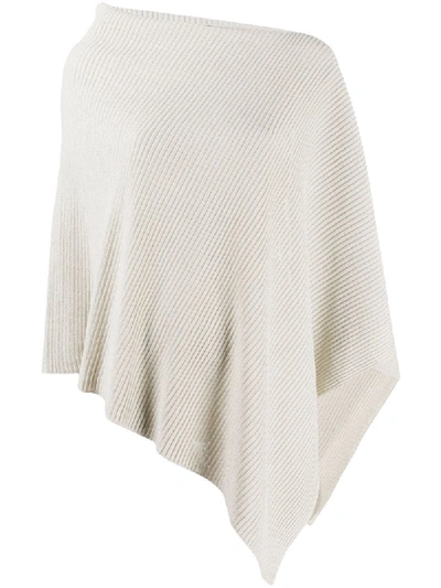 Eileen Fisher Metallic-weave Ribbed-knit Poncho In Neutrals
