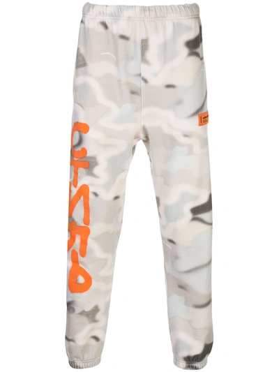 Heron Preston Camouflage Print Track Trousers In Grey,light Blue,white