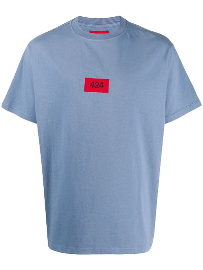424 Blue Logo-embroidered Cotton T-shirt