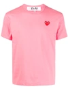Comme Des Garçons Play Heart Embroidered Round Neck T-shirt In Pink