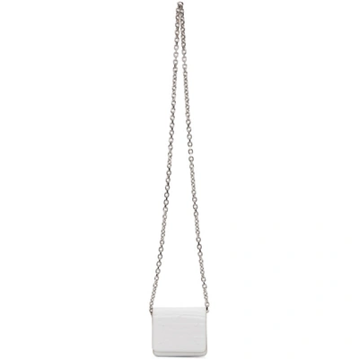 Maison Margiela White Croc Stitch Chain Wallet Bag In T1003 White