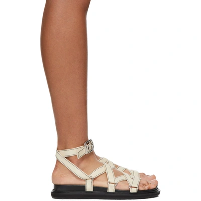 Marni Cross-strap Fussbett Sandals In 00w16 White