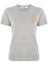 Comme Des Garçons Play Logo Embroidered Crew Neck T-shirt In Grey