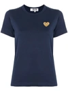 Comme Des Garçons Play Logo Embroidered Crew Neck T-shirt In Blue