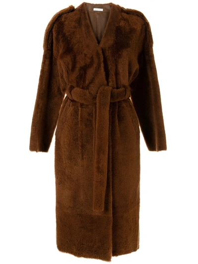 Inès & Maréchal Genie Belted Coat In Brown
