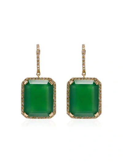 Shay 18k Yellow Gold Portrait Green Onyx Earrings