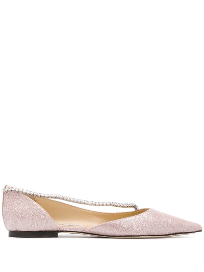 Jimmy Choo Trude Crystal-embellished Ballerina Shoes In Pink