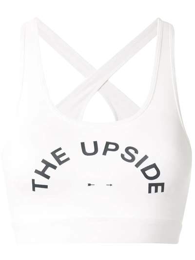 The Upside Lisa Medium-impact Logo-print Sports Bra In White