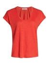 Frame Scoop Neck Organic Linen T-shirt In Cherry