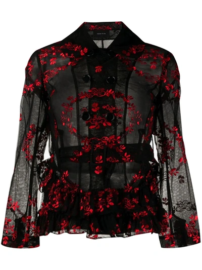 Simone Rocha Embroidered Floral Jacket In Black