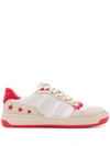 Sandro Leather Star Motif Trainers In Red